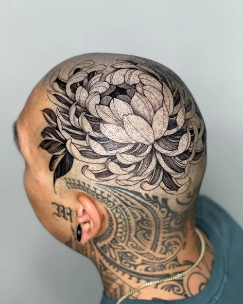 Head tattoo black and grey realism Las Vegas | 18B Tattoo