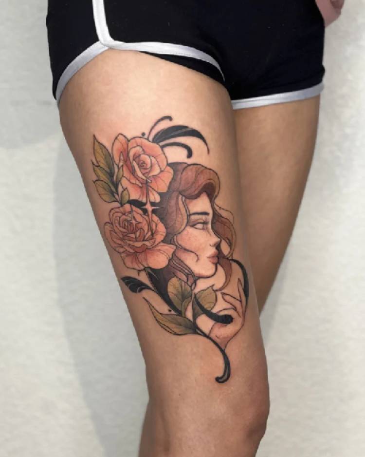18B Tattoo | Leg tattoo custom design Las Vegas Arts District
