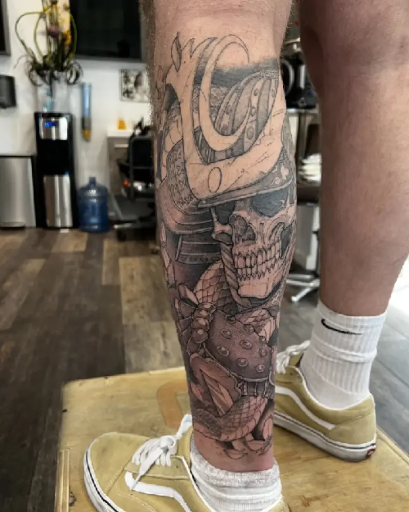 leg tattoo custom design Las Vegas - By Tyson 18b Tattoo