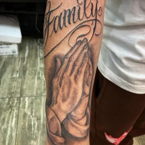 Hand tattoo of Family custom design Las Vegas - By Marcos 18b Tattoo