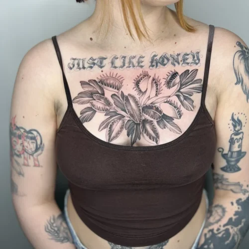 Black and grey Chest tattoo- 18b Tattoo
