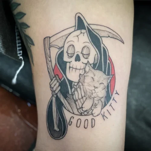 Illustrative tattoo of the Grim Reaper - By Tyson 18b Tattoo
