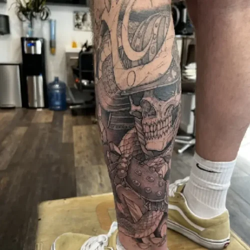 leg tattoo custom design Las Vegas - By Tyson 18b Tattoo